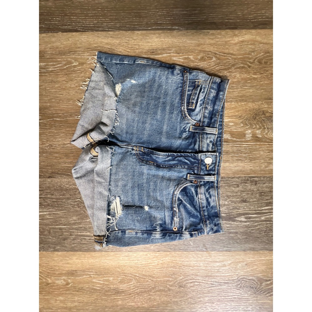 Old Navy Denim Shorts Womens 2 Blue High Rise‎ O.G. Short Distressed Raw Hem